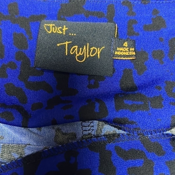 JUST TAYLOR Blue with Black pattern dress Size 4 (D1) - Picture 11 of 11